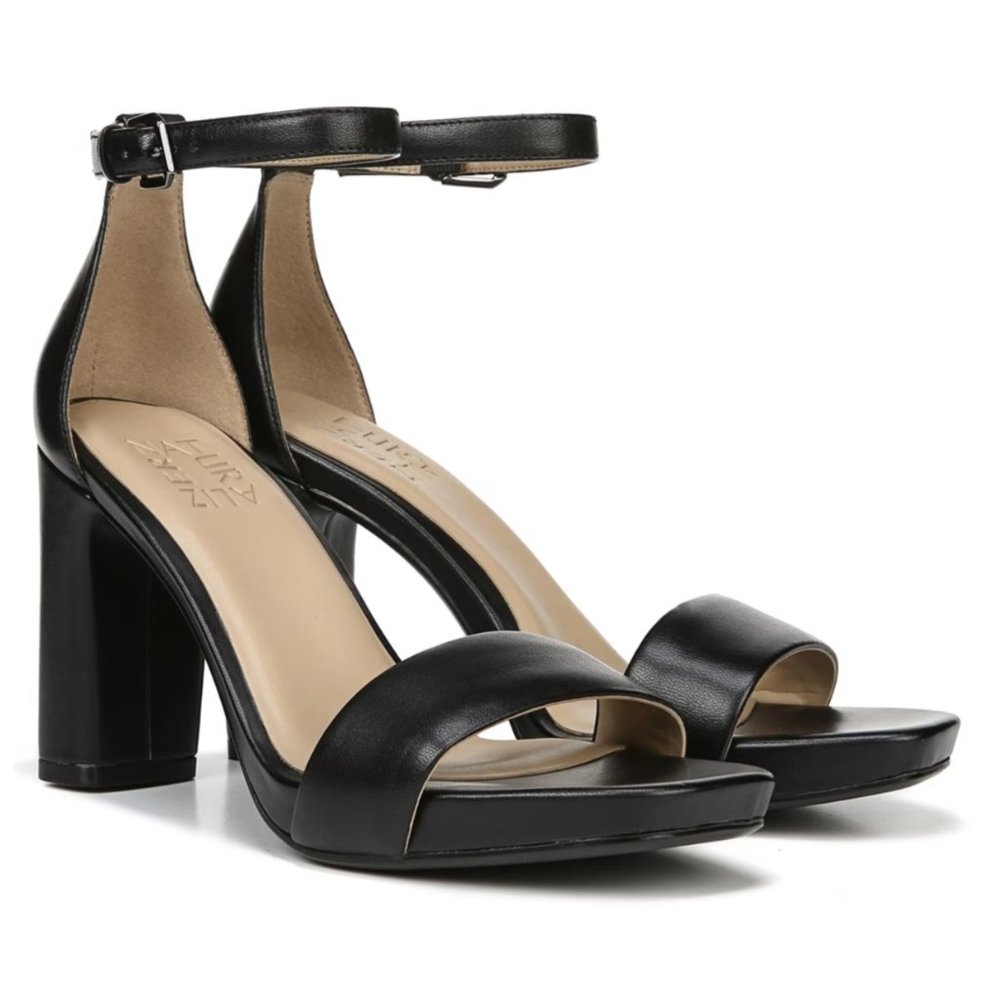Naturalizer Joy Dress Sandal Black Leather 6.5 Wide
